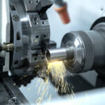 Cutting tool metalworking in manufacturing process by machining.